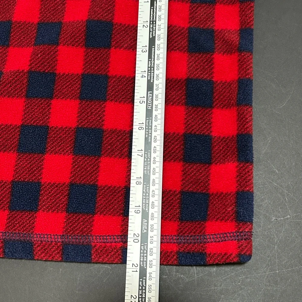 The Childrens Place Kids‎ Red Navy Buffalo Plaid Fleece 1/4 Zip Pullover M 7/8